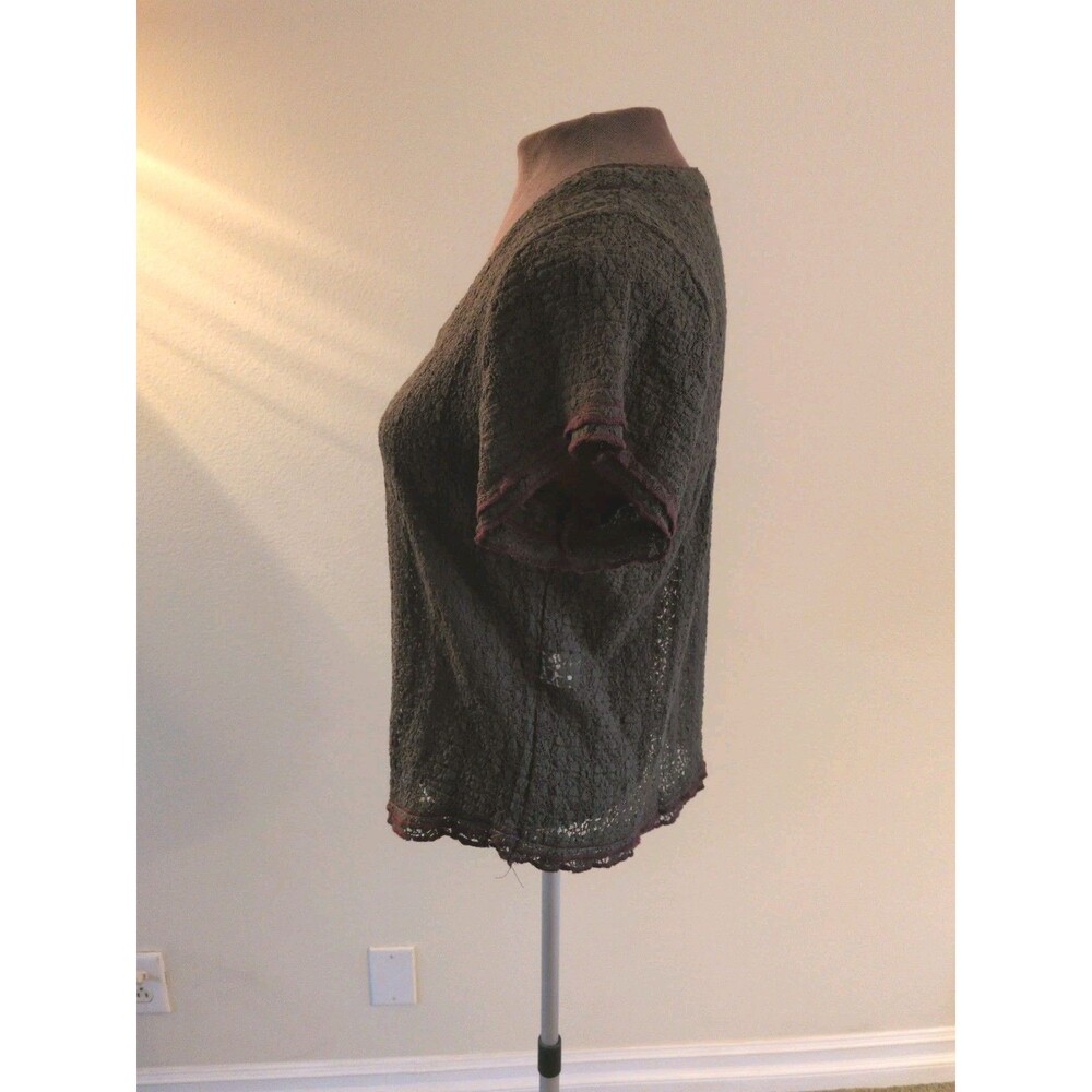 Natural Life Lace Layering Top LG Olive Green Floral Sheer Whimisigoth - Picture 4 of 11